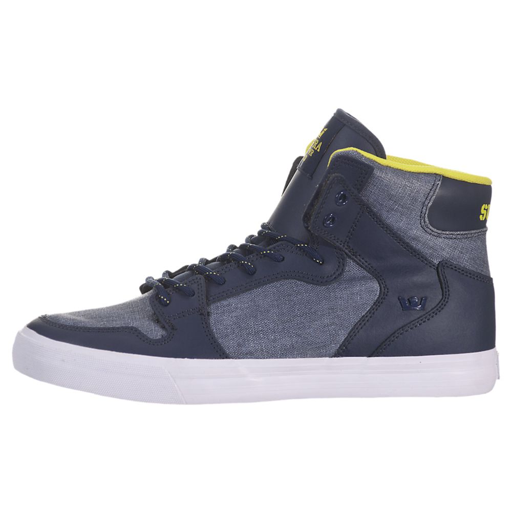 Baskets Montantes Supra Vaider Bleu Marine Navy/Yellow-White Homme | EUJ-38807052